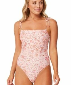Monte & Lou Surat Tie Shoulder One Piece Sunset