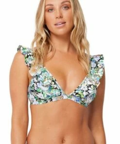 Monte & Lou Vintage Vacay Frill Tri Bra Black