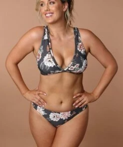 Monte & Lou Vintage Floral Twin Band Pant Graphite -Cheap Swimweargalore Store mon2055vf campaign 1