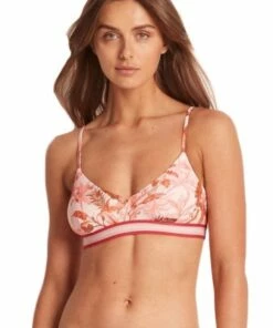 Monte & Lou Bahama Elastic Trim Crop Top Bahama