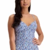 Moontide Mosaic E Cup Wrap Front Tankini Separate Navy