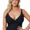 Moontide Contours F/G Cup Wrap Front Tankini Separate Black