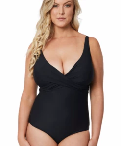 Moontide Contours F/G Cup Wrap Front One Piece Black