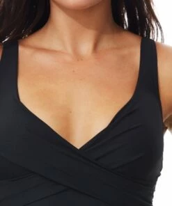 Moontide Contours F/G Cup Wrap Front One Piece Black -Cheap Swimweargalore Store moo4388cnfg moontide contours fg cup wrap front one piece2