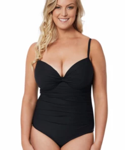 Moontide Contours F Cup Cross Front One Piece Black