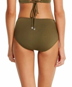 Seafolly High Waisted Quilted Pant Olive -Cheap Swimweargalore Store multi strap pant 3