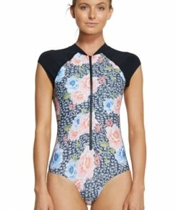 O'Neill Bahia Cap Sleeve Sunsuit Black/Multi