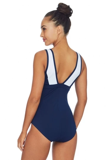 Poolproof Ruched Scoop Neck One Piece Navy 2 Poolproof Ruched Scoop Neck One Piece Navy - Image 2