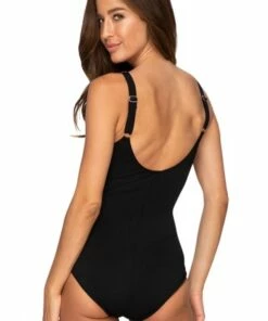 Poolproof Art Leaf E/F Cup One Piece Black -Cheap Swimweargalore Store poo60860efbk.001 poolproof art leaf e f cup one piece1