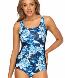 Poolproof Palm Zebra Pintuck One Piece Black