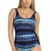 Poolproof Bollywood Mastectomy Side Pintuck One Piece Navy