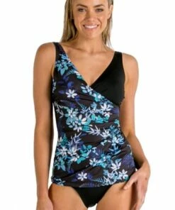 Poolproof Blossom Cross Over Sheath One Piece Black