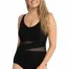 Poolproof Classic Mesh Splice E/F Cup One Piece Black