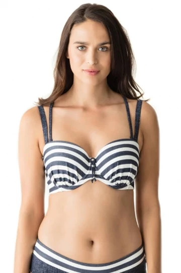 Prima Donna California E Cup Bandeau Navy/White 1 Prima Donna California E Cup Bandeau Navy/White