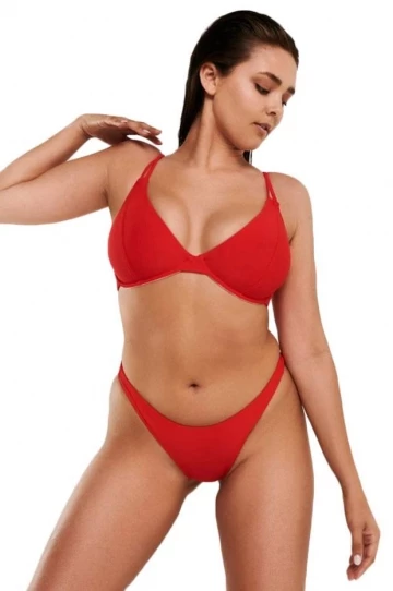 RAQ Plain 90's High Leg Brief Red 3 RAQ Plain 90's High Leg Brief Red - Image 3