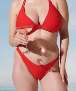 RAQ Plain 90's High Leg Brief Red -Cheap Swimweargalore Store raq201804 campaign 1