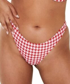 RAQ Houndstooth 90's High Leg Brief Red