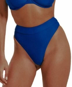 RAQ Plain High Waist High Leg Brief Cobalt