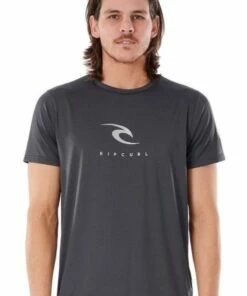 Rip Curl Mens Icons Short Sleeve Suntop Charcoal -Cheap Swimweargalore Store rip curl mens icons short sleeve suntop 2 1
