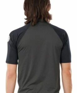 Rip Curl Mens Shockwaves Relax Suntop Black -Cheap Swimweargalore Store rip curl mens shockwaves relaxed short sleeve suntop black 3 3