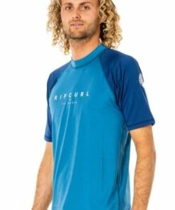 Rip Curl Mens Shockwaves Relax Suntop Black -Cheap Swimweargalore Store rip curl mens shockwaves relaxed short sleeve suntop blue 2