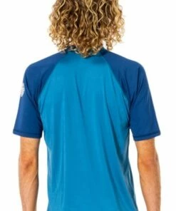 Rip Curl Mens Shockwaves Relax Suntop Black -Cheap Swimweargalore Store rip curl mens shockwaves relaxed short sleeve suntop blue 3