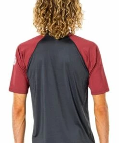 Rip Curl Mens Shockwaves Relax Suntop Black -Cheap Swimweargalore Store rip curl mens shockwaves relaxed short sleeve suntop maroon 3 3