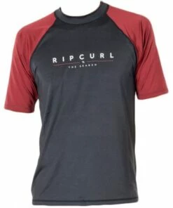 Rip Curl Mens Shockwaves Relax Suntop Black -Cheap Swimweargalore Store rip curl mens shockwaves relaxed short sleeve suntop maroon 4