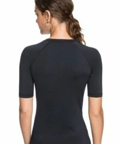 Roxy Essentials Zip Suntop Black -Cheap Swimweargalore Store roxerjwr03428.001 roxy essentials zip suntop1