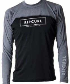 Rip Curl Mens Underline Relaxed Long Sleeve Suntop Black