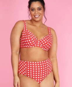 Sea Level Le Damier DD/E Cup Underwire Bra Orange -Cheap Swimweargalore Store sea level le damier gingham dd e cup bra and high waist brief paris size14