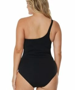 Seafolly Active Ring One Shoulder One Piece Black -Cheap Swimweargalore Store sea10838058 active one shoulder maillot black back 1