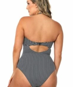 Seafolly Go Overboard C/D Cup Bandeau One Piece Black -Cheap Swimweargalore Store sea10866cd637.001 seafolly go overboard c d cup bandeau one piece back 1