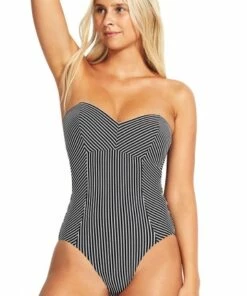 Seafolly Go Overboard C/D Cup Bandeau One Piece Black