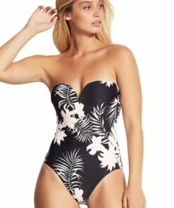 Seafolly Wild Tropics Bandeau One Piece Black 6 Seafolly Wild Tropics Bandeau One Piece Black -Cheap Swimweargalore Store sea10878681 seafolly wild tropics bandeau one piece
