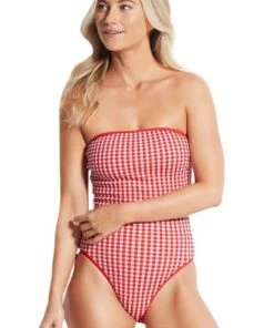 Seafolly Check In Tube One Piece Chilli Red