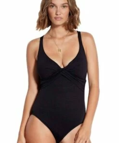 Seafolly DD Wrap Front One Piece Black
