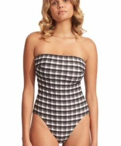 Seafolly Portofino DD Cup Bandeau One Piece Black