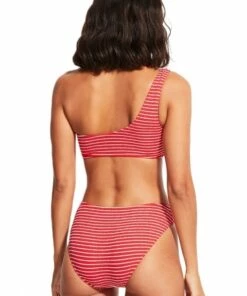 Seafolly Seaside Stripe One Shoulder One Piece Chilli Red -Cheap Swimweargalore Store sea11012894.645 seafolly seaside stripe one shoulder maillot1