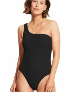 Seafolly Sea Dive One Shoulder One Piece Fuchsia -Cheap Swimweargalore Store sea11014861.001 seafolly sea dive one shoulder maillot 1 1