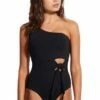 Seafolly Active One Shoulder One Piece Black