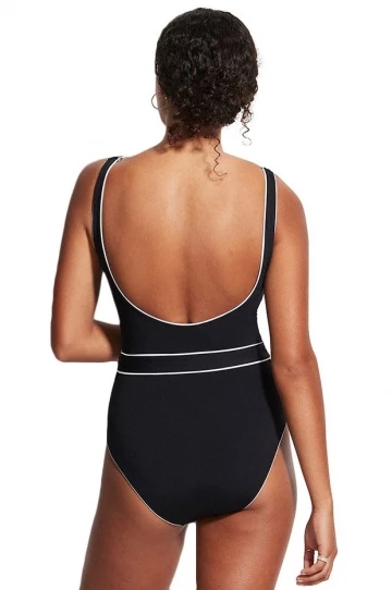 Seafolly Active Piped DD Cup One Piece Black 2 Seafolly Active Piped DD Cup One Piece Black - Image 2
