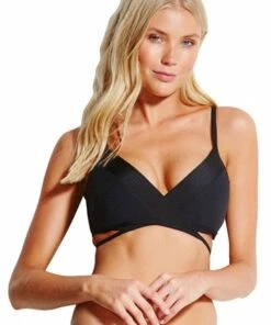 Seafolly Quilted Wrap Front Booster Black
