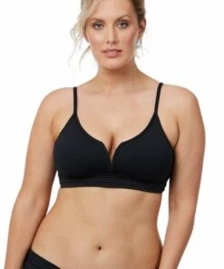 Seafolly Quilted Bralette Black -Cheap Swimweargalore Store sea31005065.001 seafolly quilted bralette front