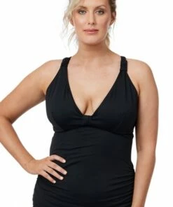 Seafolly F Cup Halter Tankini Separate Black