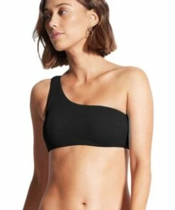Seafolly Sea Dive One Shoulder Bandeau Jade -Cheap Swimweargalore Store sea31018861.001 seafolly sea dive one shoulder top 1 3