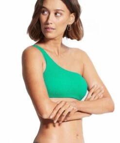 Seafolly Sea Dive One Shoulder Bandeau Jade