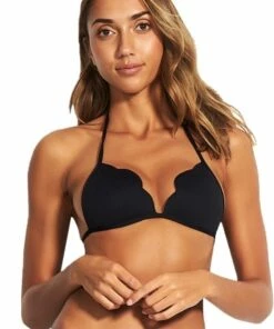 Seafolly Petal Edge Fixed Tri Black