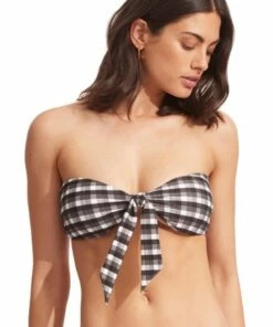 Seafolly Portofino Twist Tie Front Bandeau Black
