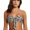 Seafolly Mandalay Twist Tie Front Bandeau Olive